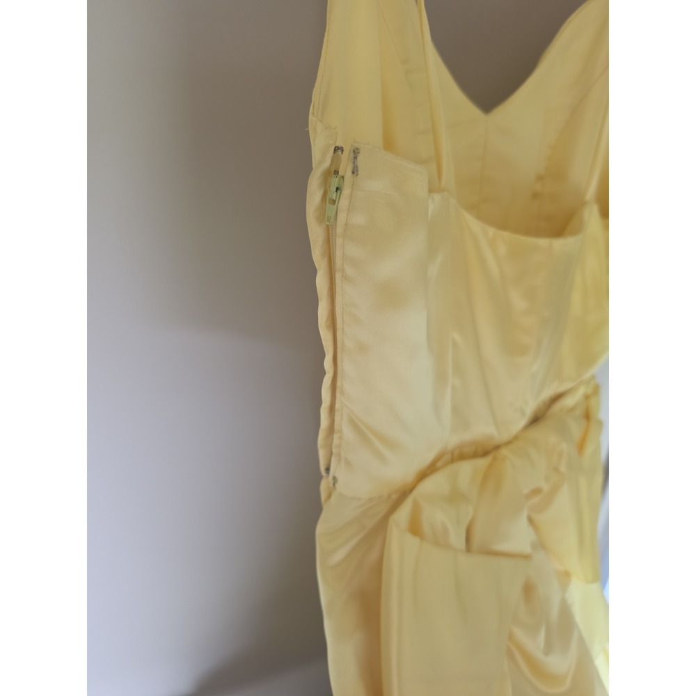 Vintage An Original by Hazel Hammer 80's Prom Satin & Lace Yellow Dress- S - Picture 12 of 12